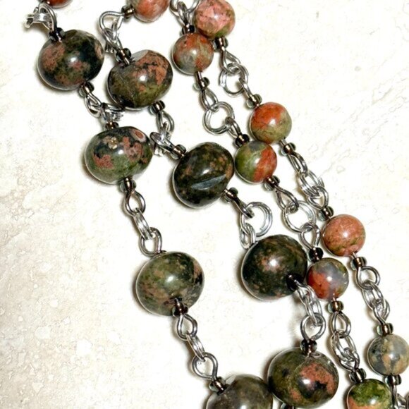 Genuine Jungle Green Unakite Necklace, Natural Gemstone Pendant Necklace - Picture 8 of 16